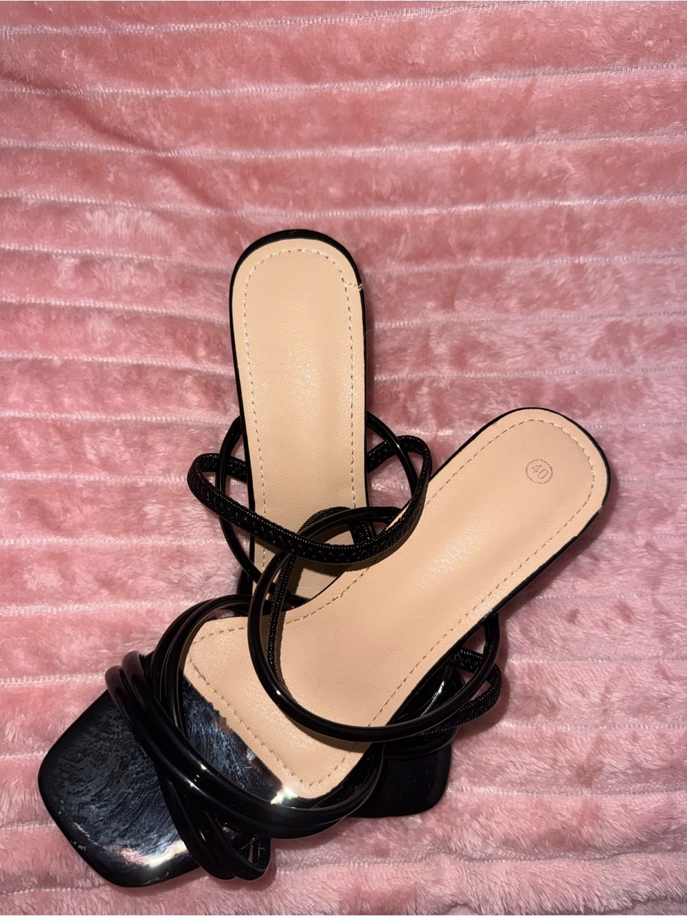 Black Strappy Square-Toe Slide Mule - Elegant Women’s Slip-On